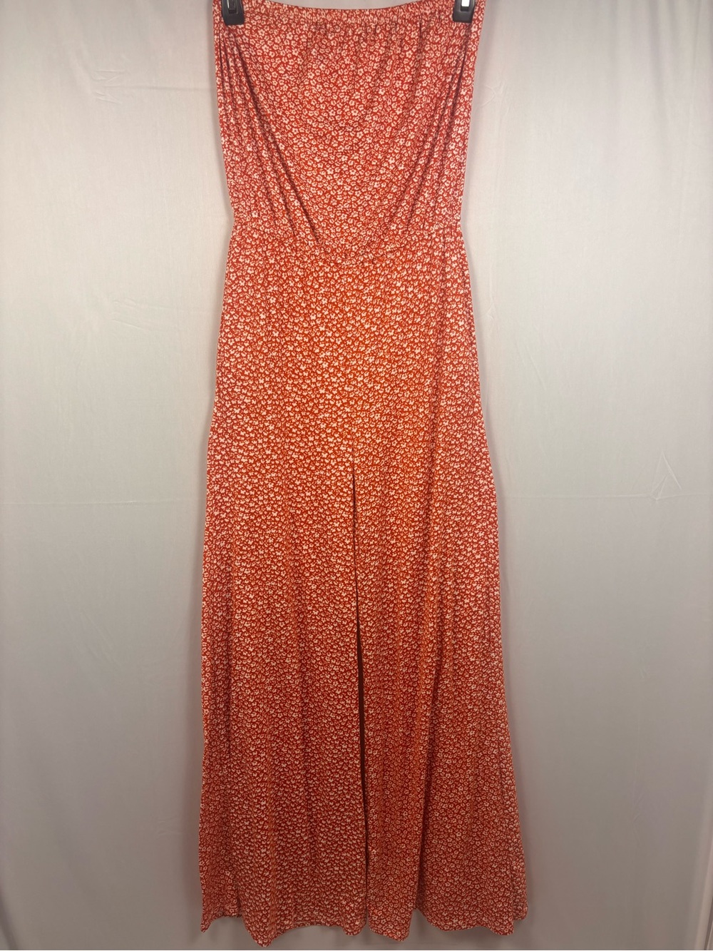 Altar'd State red with white flowers tube top jumpsuit in a S